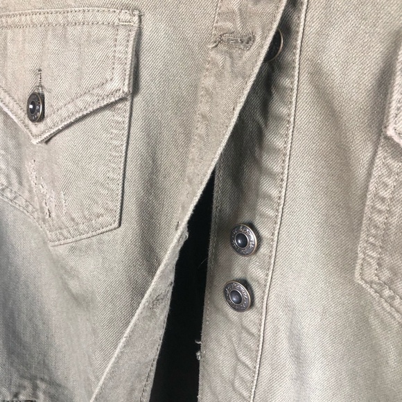 FREE PEOPLE MOONCHILD DISTRESSED OVERSIZE MOSS GREEN JACKET XS - Picture 6 of 12